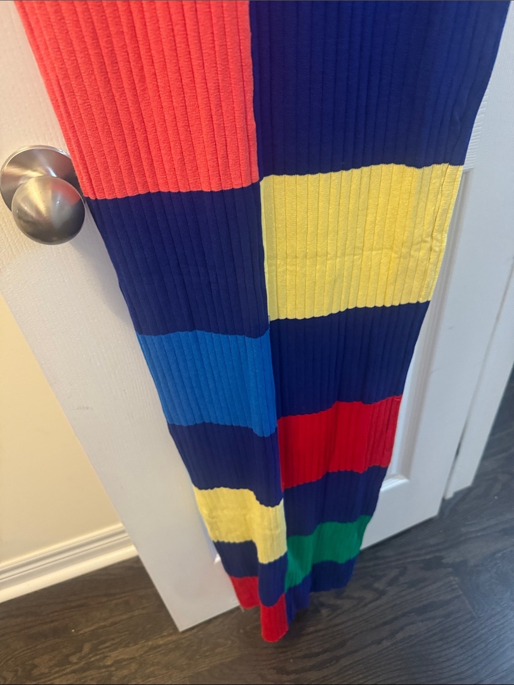 Multicolor Ribbed Zip-Front Colorblock Midi Dress NWT. LARGE - Picture 11 of 13